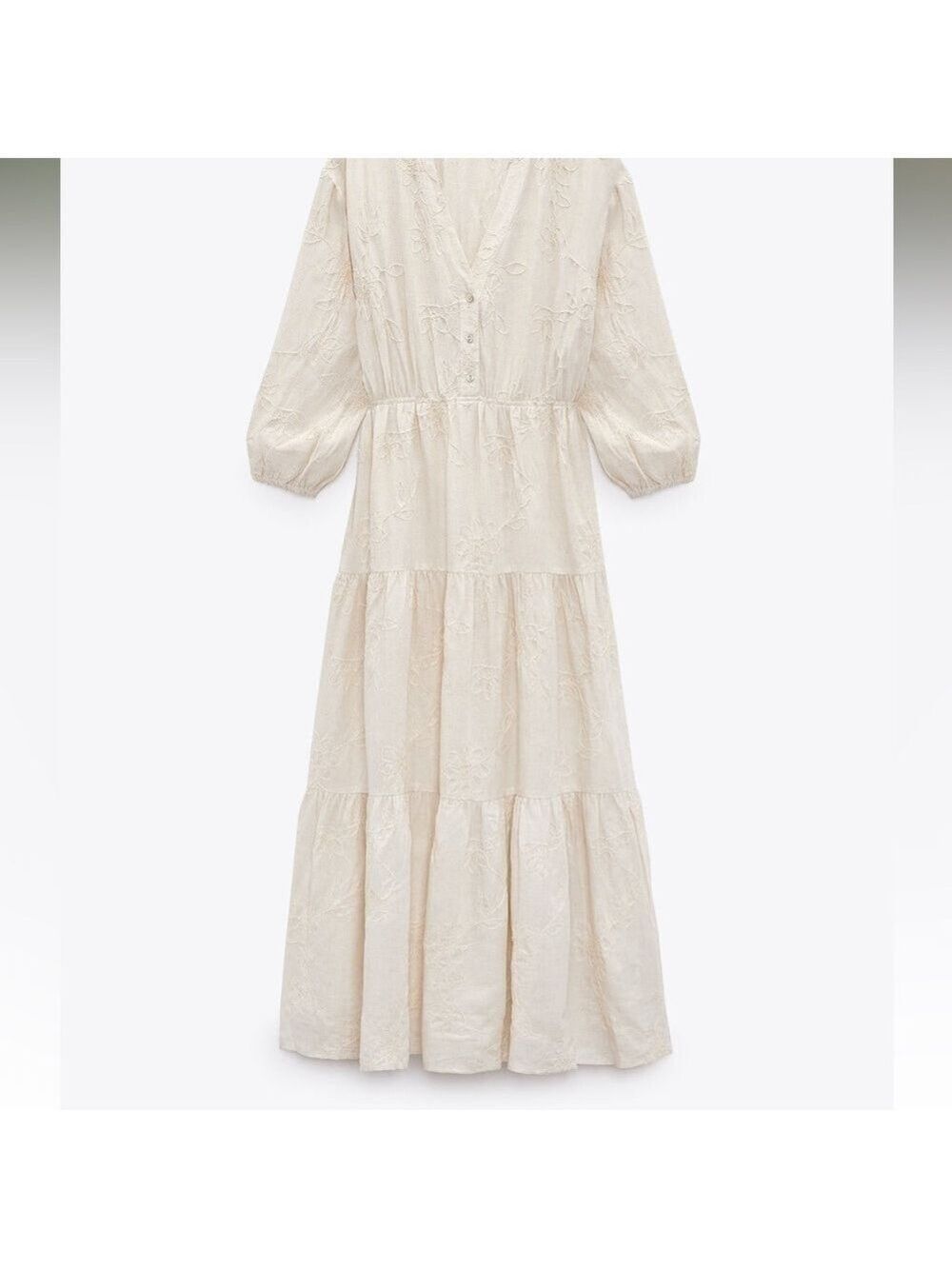 Embroidered LINEN BLEND DRESS - Picture 6 of 8